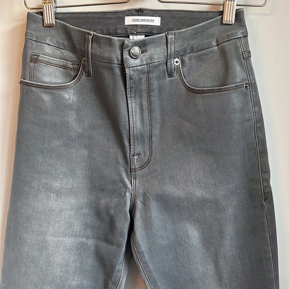 Good American Good Waist Coated Skinny Ankle Jeans SZ 6 / 28 - Picture 6 of 8